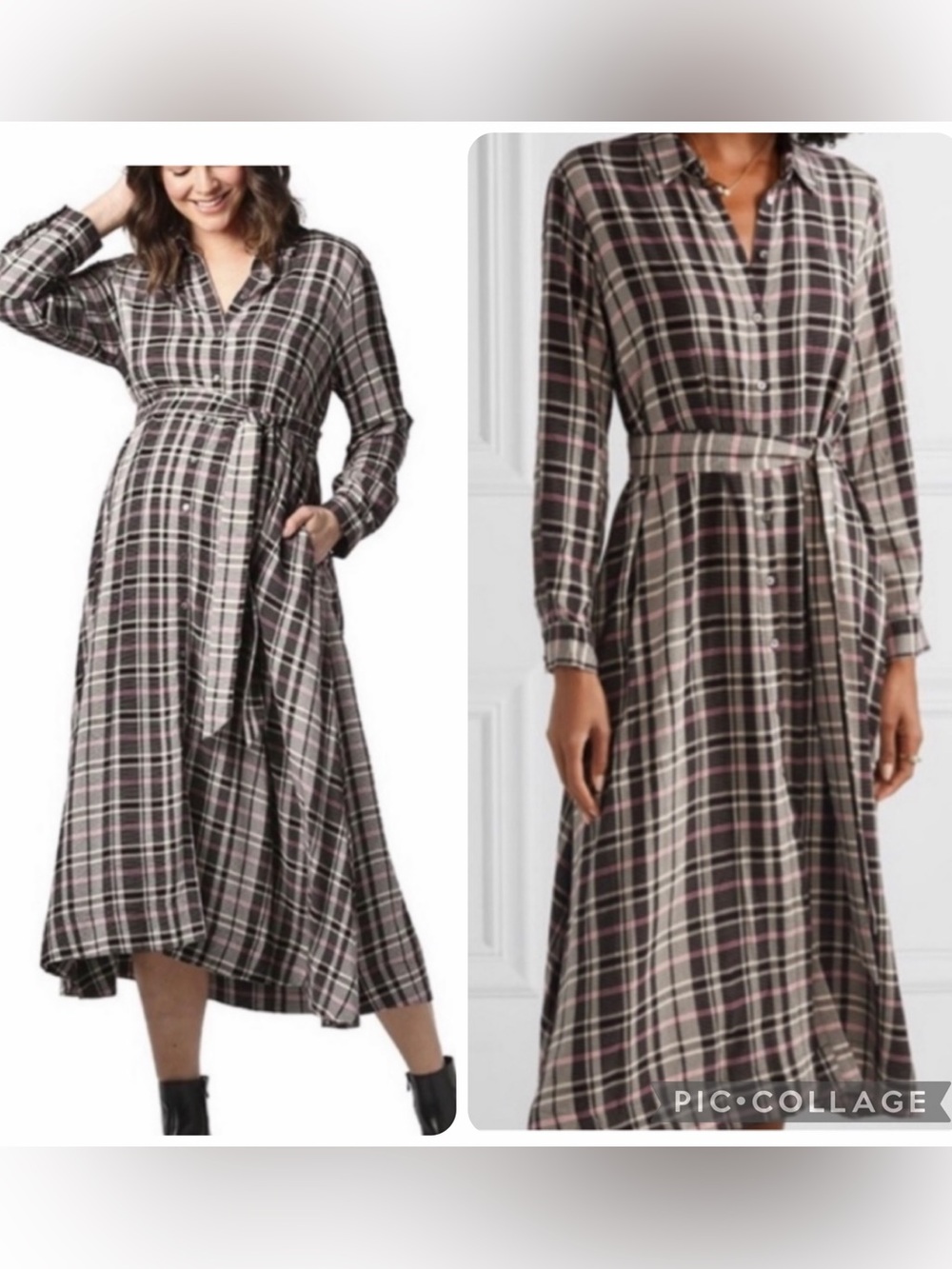 Hatch Alyssa Plaid Maternity Shirt Dress Viscose Size 0 (Pre-pregnancy 0-2)
